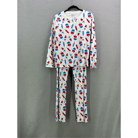 Hart + Land Womens Multicolor Popsicle Bombpop Footie Print Pima Cotton Pajama S - Picture 1 of 8